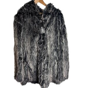 NWT FHILLNUO Bear ears hood faux fur werewolf shaggy fur coat unisex size 4XL